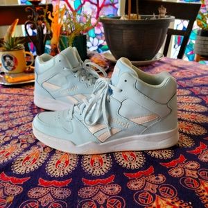 Reebok High tops, NWOT, powder blue, women's size 10, never worn